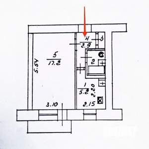 1-к квартира, вторичка, 28м2, 2/9 этаж