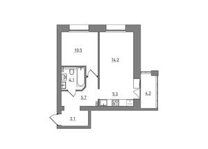 2-к квартира, вторичка, 47м2, 4/6 этаж