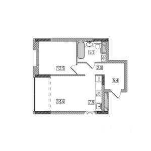 2-к квартира, вторичка, 48м2, 17/17 этаж