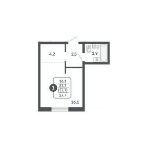Студия квартира, вторичка, 28м2, 11/17 этаж