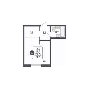 Студия квартира, вторичка, 28м2, 7/17 этаж