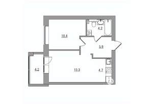 2-к квартира, вторичка, 43м2, 6/6 этаж