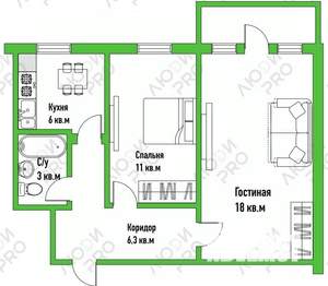 2-к квартира, вторичка, 42м2, 5/5 этаж