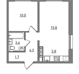 2-к квартира, вторичка, 39м2, 15/17 этаж