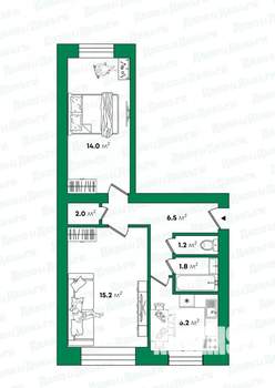 2-к квартира, вторичка, 47м2, 1/5 этаж