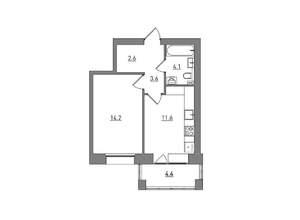 1-к квартира, вторичка, 41м2, 5/6 этаж