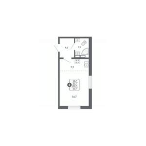 1-к квартира, вторичка, 31м2, 11/17 этаж