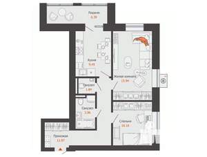 2-к квартира, вторичка, 57м2, 8/9 этаж