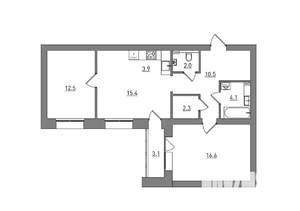3-к квартира, вторичка, 70м2, 2/6 этаж
