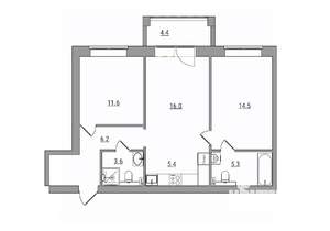3-к квартира, вторичка, 69м2, 2/6 этаж