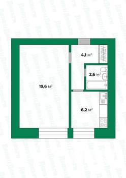 1-к квартира, вторичка, 33м2, 6/9 этаж