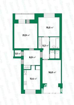 3-к квартира, вторичка, 90м2, 5/5 этаж