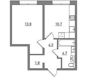 1-к квартира, вторичка, 35м2, 1/16 этаж