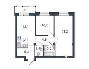 3-к квартира, вторичка, 67м2, 14/16 этаж