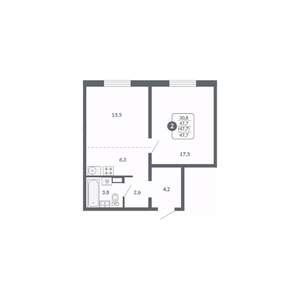 2-к квартира, вторичка, 48м2, 11/17 этаж