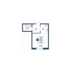 1-к квартира, вторичка, 28м2, 15/17 этаж