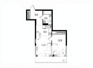 2-к квартира, строящийся дом, 44м2, 4/11 этаж