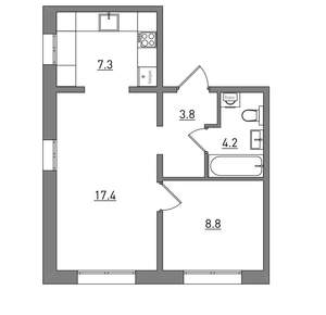 2-к квартира, вторичка, 42м2, 1/16 этаж