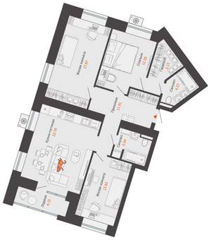 3-к квартира, строящийся дом, 94м2, 4/12 этаж