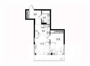 2-к квартира, строящийся дом, 44м2, 5/11 этаж