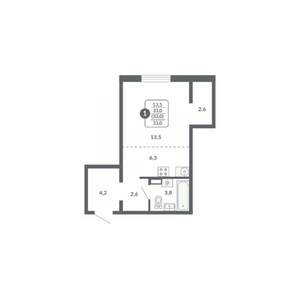 1-к квартира, вторичка, 30м2, 11/17 этаж