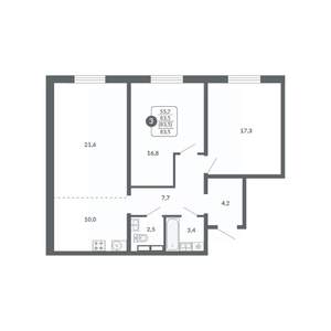 3-к квартира, вторичка, 84м2, 3/17 этаж