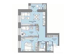 2-к квартира, строящийся дом, 67м2, 6/6 этаж