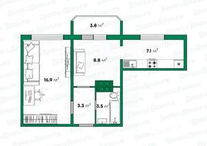 2-к квартира, вторичка, 40м2, 3/9 этаж