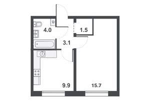 1-к квартира, вторичка, 34м2, 1/16 этаж