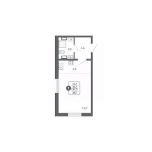 1-к квартира, вторичка, 31м2, 8/17 этаж