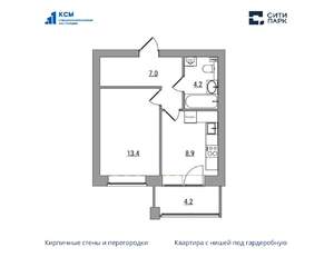 1-к квартира, вторичка, 38м2, 6/7 этаж