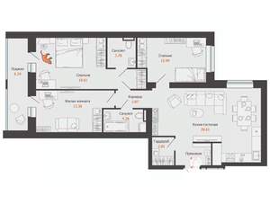 3-к квартира, вторичка, 98м2, 6/8 этаж