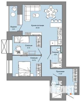 3-к квартира, вторичка, 67м2, 3/8 этаж