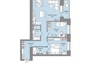 2-к квартира, вторичка, 72м2, 3/8 этаж