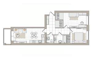 3-к квартира, вторичка, 71м2, 4/6 этаж
