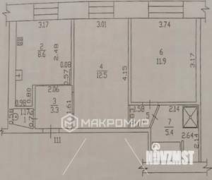 2-к квартира, вторичка, 44м2, 4/5 этаж