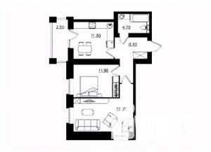 2-к квартира, строящийся дом, 56м2, 1/10 этаж