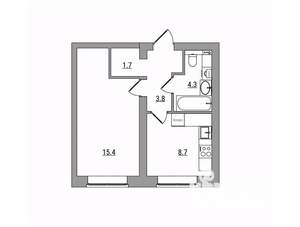1-к квартира, вторичка, 34м2, 1/6 этаж
