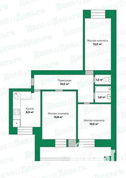 3-к квартира, вторичка, 61м2, 4/9 этаж