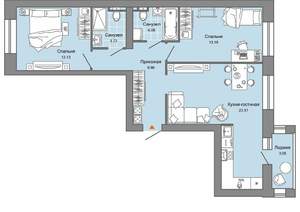 2-к квартира, вторичка, 69м2, 4/8 этаж