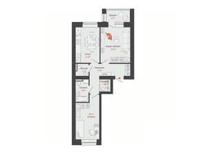 2-к квартира, строящийся дом, 58м2, 2/3 этаж