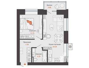 1-к квартира, вторичка, 43м2, 3/7 этаж
