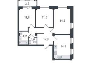 3-к квартира, вторичка, 74м2, 16/16 этаж