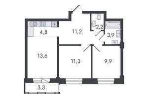 3-к квартира, вторичка, 60м2, 14/16 этаж