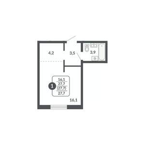 Студия квартира, вторичка, 28м2, 5/17 этаж