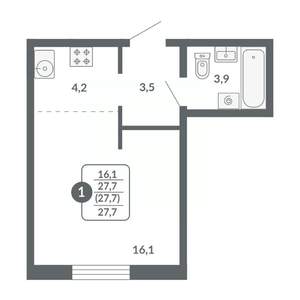 Студия квартира, вторичка, 28м2, 5/17 этаж