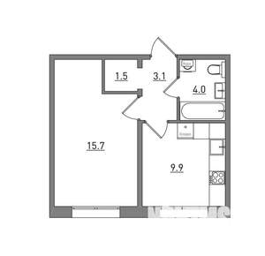 1-к квартира, вторичка, 34м2, 9/16 этаж