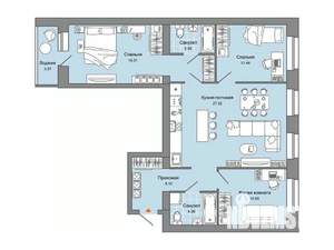 3-к квартира, строящийся дом, 87м2, 5/8 этаж