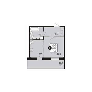 1-к квартира, вторичка, 39м2, 9/18 этаж