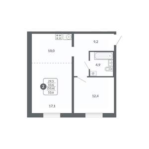 2-к квартира, вторичка, 54м2, 2/17 этаж